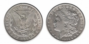 Silver Morgan dollar