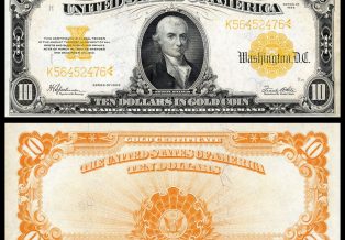 1922 10 Gold Certificate