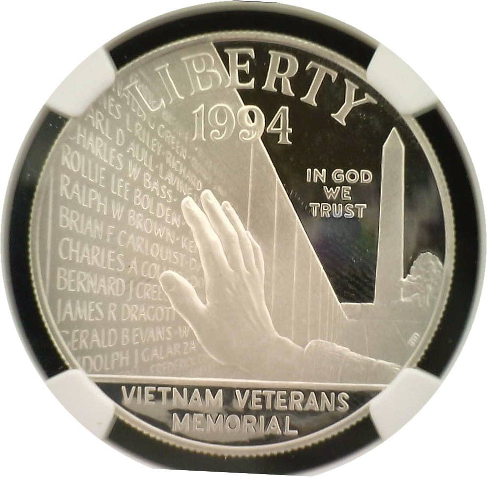 1994 P $1 Vietnam Veterans Memorial Commemorative Silver Dollar NGC ...