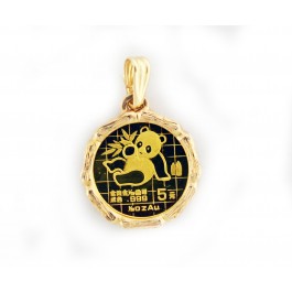 1988 1/20 oz .999 Chinese Gold Panda 14k Rope Bezel Pendant For Necklace