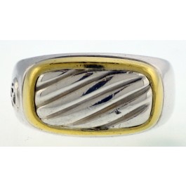 Vintage David Yurman Thoroughbred 18k Yellow Gold Sterling Silver Ring Size 8.5