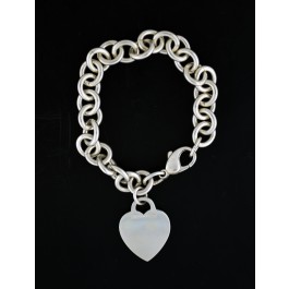 Tiffany & Co 925 Sterling Silver Heart Tag Charm Chain Link Bracelet 7.75" #2