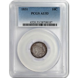 1831 10C Capped Bust Dime Silver PCGS AU53 About Uncirculated Coin