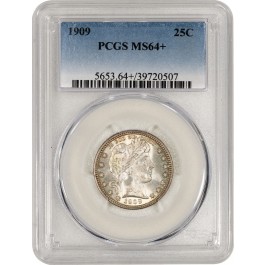 1909 25C Barber Quarter Silver PCGS MS64+ Uncirculated Coin