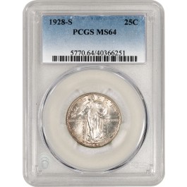 1928 S 25C Standing Liberty Quarter Silver PCGS MS64 Uncirculated Coin