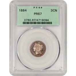 1884 3CN Proof Three Cent Nickel PCGS PR67 Generation 3.1 OGH Old Green Holder