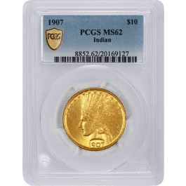 1907 $10 Indian Head Eagle Gold PCGS Secure Gold Shield MS62 Uncirculated Coin