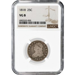 1818 25C Capped Bust Quarter Silver NGC VG8 Very Good Circulated Coin