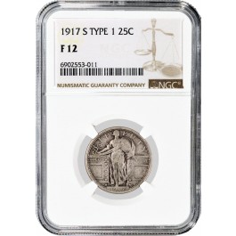 1917 S Type 1 25C Standing Liberty Quarter Silver NGC F12 Fine Circulated Coin