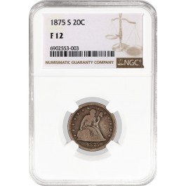 1875 S 20C Seated Liberty Twenty Cent Piece Silver NGC F12 Circulated Coin