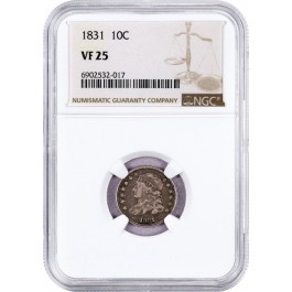 1831 10C Capped Bust Dime Silver NGC VF25 Very Fine Circulated Coin