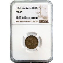 1858 1C Flying Eagle Cent Large Letters NGC XF40 Extremely Fine Coin