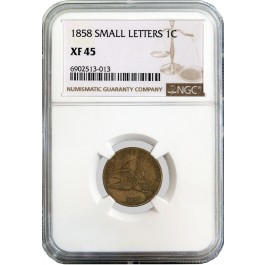 1858 1C Flying Eagle Cent Small Letters NGC XF45 Extremely Fine Coin