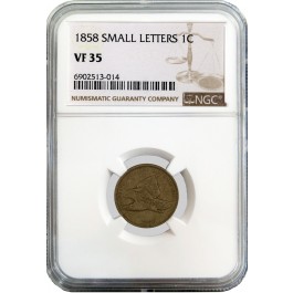 1858 1C Flying Eagle Cent Small Letters NGC VF35 Very Fine Coin