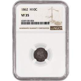 1862 H10C Seated Liberty Half Dime Silver NGC VF35 Very Fine Circulated Coin