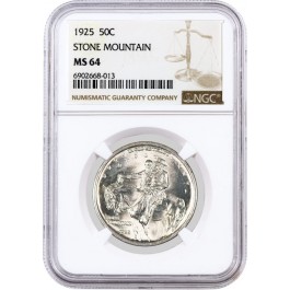 1925 50C Stone Mountain Memorial Commemorative Silver Half Dollar NGC MS64 Coin