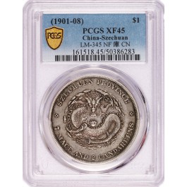 1901-08 L&M-345 $1 China Szechuan Kuang-hsu Dragon Silver Dollar PCGS XF45