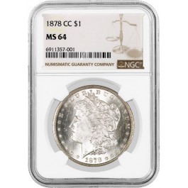 1878 CC Carson City $1 Morgan Silver Dollar NGC MS64 Uncirculated Key Date Coin