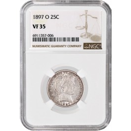 1897 O 25C Barber Quarter Silver NGC VF35 Very Fine Key Date Coin