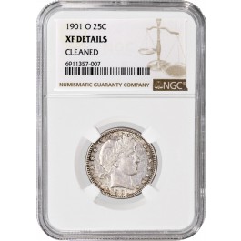 1901 O 25C Barber Quarter Silver NGC XF Details Cleaned Key Date Coin