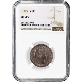 1895 25C Barber Quarter Silver NGC XF45 Extremely Fine Coin