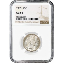 1905 25C Barber Quarter Silver NGC AU55 About Uncirculated Coin