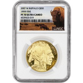 2007 W $50 Proof American Gold Buffalo 1 oz .9999 NGC PF70 Ultra Cameo Coin 