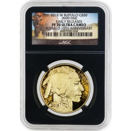 2016 W $50 Proof American Gold Buffalo 1 oz .9999 NGC PF70 UC ER Black Retro