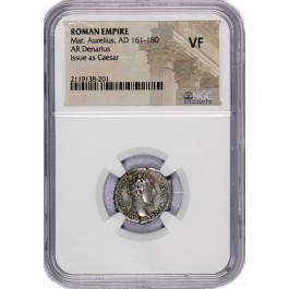 161-180 AD Roman Empire Marcus Aurelius Issue Caesar AR Denarius Silver NGC VF