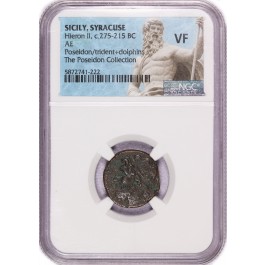 275-215 BC Greek Sicily Syracuse Hieron II AE NGC VF Coin Poseidon Label