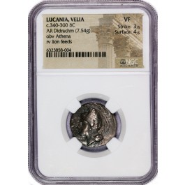 340-300 BC Lucania Velia AR Didrachm Silver NGC VF Strike 3/5 Surface 4/5