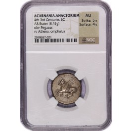 4th-3rd Centuries BC Acarnania Anactorium AR Stater Silver NGC AU 5/5 4/5