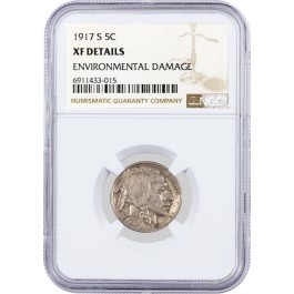 1917 S 5C Buffalo Nickel NGC XF Details Environmental Damage Coin