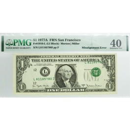 Misprinted dollar bill 1977A