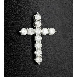 Signed EFFY Classique 18k White Gold .65 tcw Diamond Cross Pendant For Necklace