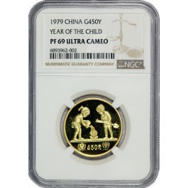 1979 450 Yuan People's Republic Of China Proof 1/2 oz .999 Chinese Gold Year Of The Child NGC PF69 UC