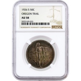 1926 S 50C Oregon Trail Memorial Commemorative Silver Half Dollar NGC AU58 Coin