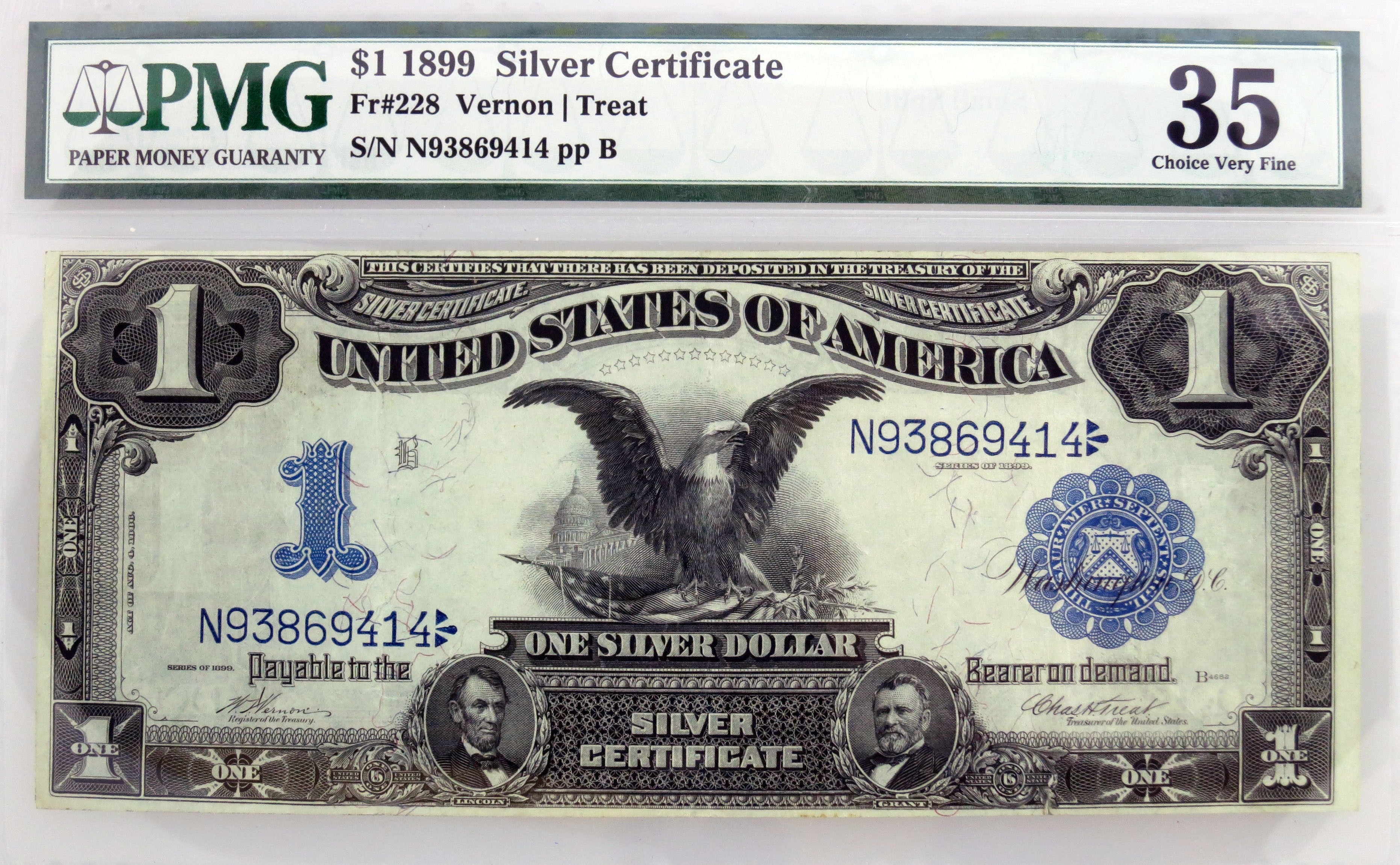 Series Of 1899 $1 Black Eagle Silver Certificate Fr#228 PMG CH VF35