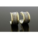 David Yurman Cable Collectibles 18k Gold Sterling Silver Huggie Hoop Earrings