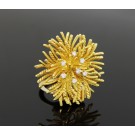 Vintage Tiffany & Co 18K Yellow Gold Diamond Coral Sea Anemone Fur Clip 