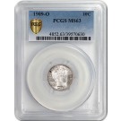 1909 O 10C Barber Dime Silver PCGS Secure Gold Shield MS63 Uncirculated Coin