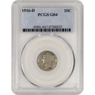 1916 D 10C Mercury Dime Silver PCGS G4 Key Date Coin