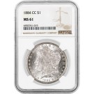1884 CC Carson City $1 Morgan Silver Dollar NGC MS61 Uncirculated Key Date Coin