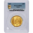 1907 $10 Indian Head Eagle Gold PCGS Secure Gold Shield MS62 Uncirculated Coin