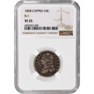 1838 25C Capped Bust Quarter Silver B-1 NGC VF25 Circulated Coin