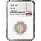 1858 25C Seated Liberty Quarter Silver NGC XF45 Extremely Fine Coin