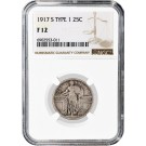1917 S Type 1 25C Standing Liberty Quarter Silver NGC F12 Fine Circulated Coin