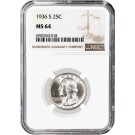 1936 S 25C Washington Quarter Silver NGC MS64 Brilliant Uncirculated Coin