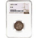 1875 S 20C Seated Liberty Twenty Cent Piece Silver NGC F12 Circulated Coin