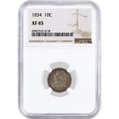 1834 10C Capped Bust Dime Silver Large 4 NGC XF45 Extremely Fine Circulated Coin